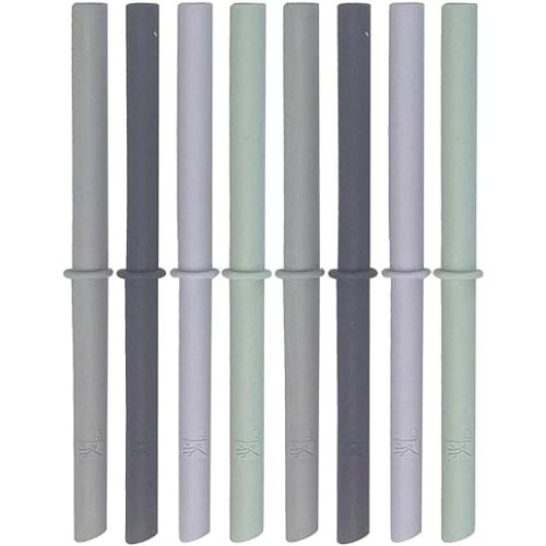 Elk and Friends Adult & Kid's Reusable Silicone Straws with Stopper for 8oz & 10oz Mason Jars or Tumblers, Pack of 8 Colorful Straws 6.3"