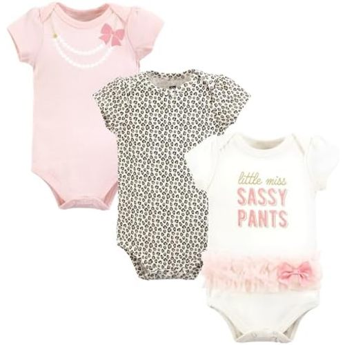 Hudson Baby baby-girls Cotton Bodysuits 3-pack