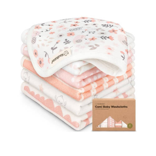 6-Pack Cotton Baby Washcloths for Newborn - Organic Cotton Muslin Soft Wash Cloths for Babies, Infant, Kids,Toddler Towels for Boy,Girl,Super Absorbent Face Cloths,Scratch-free Baby Rags (Sweet Charm)