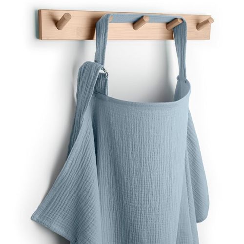 Comfy Cubs Muslin Nursing Cover, Pack of 1, 100% Muslin Breastfeeding Cover - Soft & Breathable Baby Nursing Scarf with Adjustable Neck Strap - Portable, Lightweight & Privacy Coverage - Pacific Blue