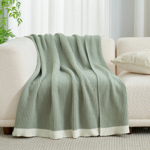Amélie Home Reversible Chenille Knit Throw Blanket Soft Waffle Weave For Couch, Bed, And Living Room | Wayfair