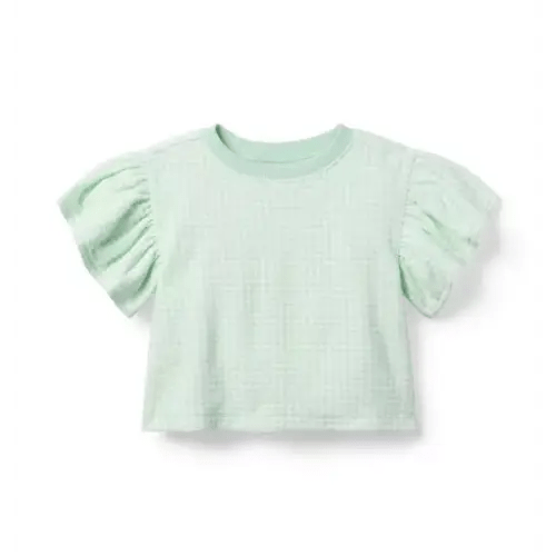 Girl Seaside Green Gingham Terry Gingham Top by Janie and Jack