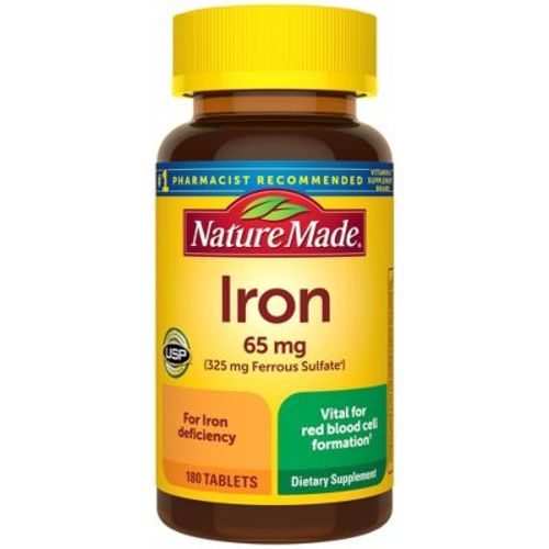 Nature Made Iron 65 mg (from Ferrous Sulfate) Tablets - 180ct: Dietary Supplements, Gluten-Free, No Artificial Flavors