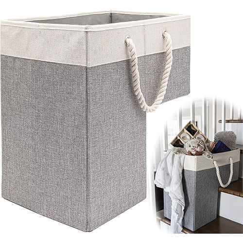 Stair Basket 16" x 16" x 10" Basket for Stairs with 3 Foldable Sections, Durable Cotton Collapsible Storage Bins, Stair Storage Organizer STRIKING LIFESTYLE