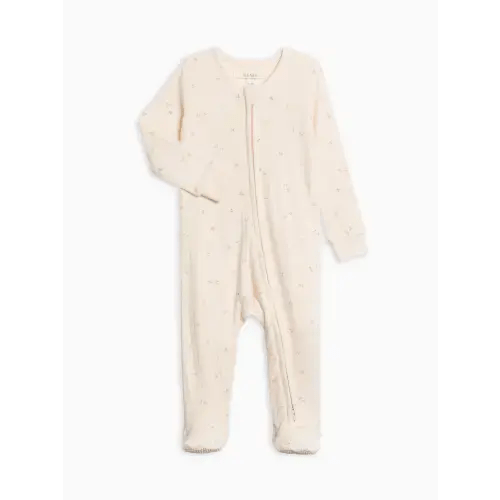 Maya Brushed Back Pointelle Footed Zipper Sleeper