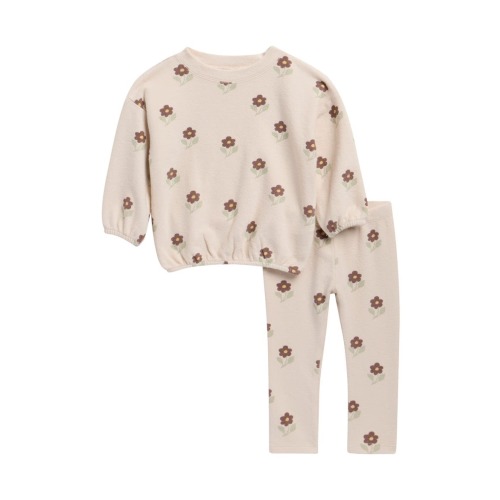 Floral Print Long Sleeve Stretch Cotton T-Shirt & Joggers Set