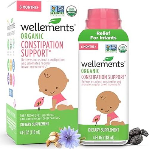 Wellements Organic Constipation Support | Safe and Gentle Organic Constipation Relief for Infants, Babies and Toddlers | No Harsh Laxatives | USDA Certified Organic | 4 Fl Oz. 6 Months +