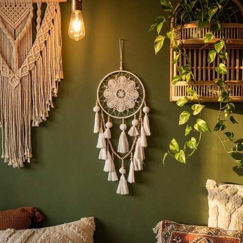 Lace Dream Catcher Wall Hanging — Boho Bedroom or Nursery Decor