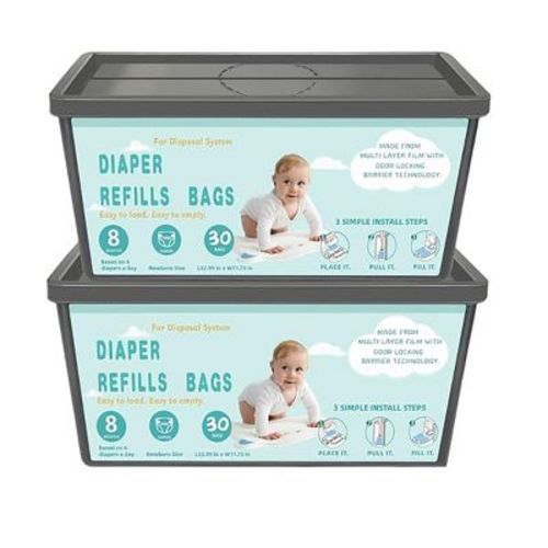 Itopfox Diaper Pail Refill Bags, 30 Count, Compatible with Easy Roll Signature & Platinum Pails, 7-Layer Odor Barrier
