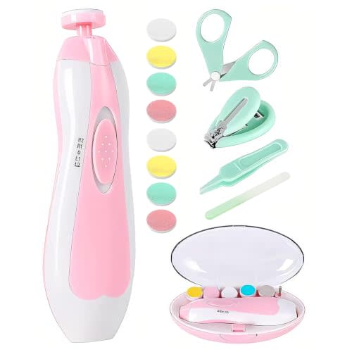 Qunlions life Baby Nail Trimmer Electric-12 in 1 Baby Nail Clippers Safe Baby Nail File Kit with a Nail Clipper, Scissor, Tweezers, and Nail Files