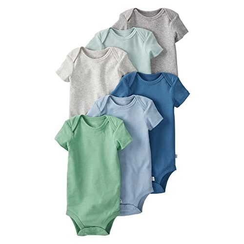 Little Planet Boys' Baby Girls' 6-Pack Organic Cotton Short-Sleeve Rib Bodysuits