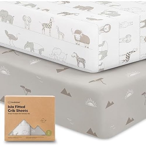 KeaBabies 2-Pack Baby Crib Sheets for Boys, Girls - 52x28 Viscose Derived from Bamboo Toddler Bed Sheets Neutral, Fitted Crib Mattress Cover for Standard Baby Bedding, Soft & Cozy (Savannah)