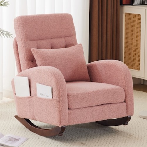 Outopee 27.47-in W Casual Pink Fleece Rocking Armchair in the Chairs department at Lowes.com