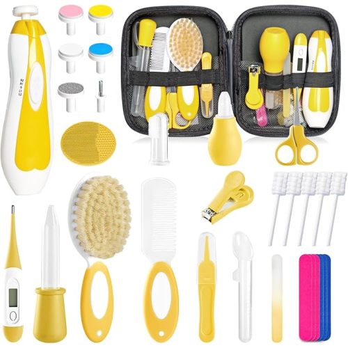 Baby Healthcare and Grooming Kit for Newborn Kids, 31PCS Upgraded Safety Baby Care Kit, Newborn Nursery Health Care Set, Baby Care Products (Yellow)