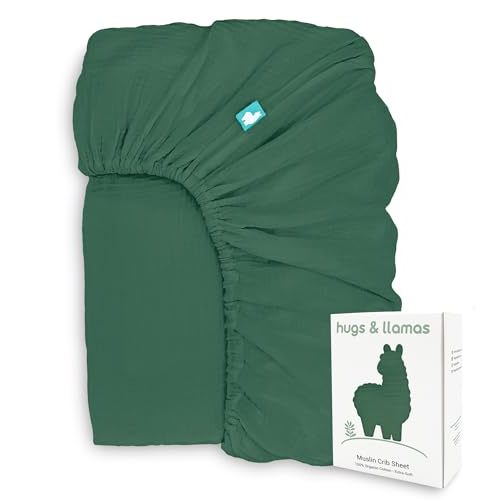 | 100% Organic Cotton Muslin Fitted Crib Sheet | Baby Crib Sheets for Boys & Girls - Neutral (Meadow Mist)