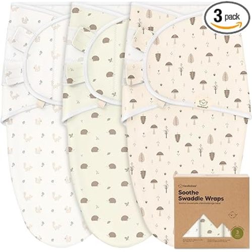 KeaBabies 3-Pack Baby Swaddle Sleep Sacks - Organic Swaddles for Newborns, Infant 0-3 Months, Baby Girls, Boys, Soft & Snug Newborn Sleep Sack, Nursery Swaddling Blankets (Nibbles/Bruce, OS)
