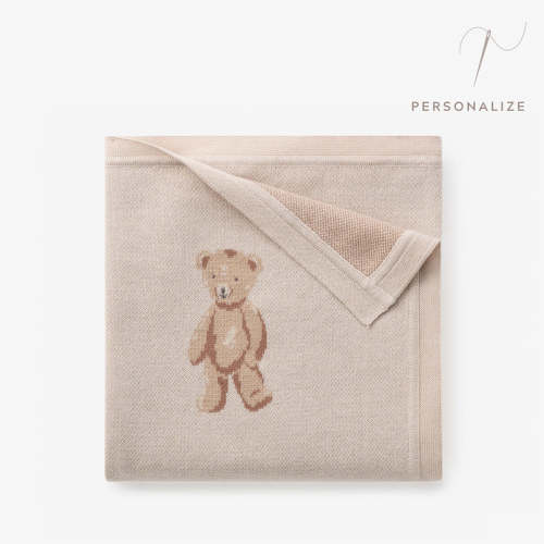 Teddy Bear Knit Baby Blanket TAUPE / 30X40