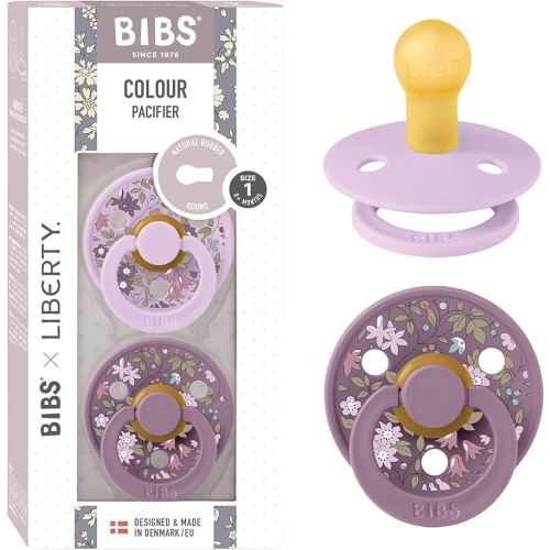 Amazon.com : BIBS Liberty Soother 2-Pack, BPA Free Dummy Pacifier, Round Nipple. Natural Rubber Latex, Made in Denmark, Size 1 (0-6 Months), Chamomile Lawn Violet Sky : Baby