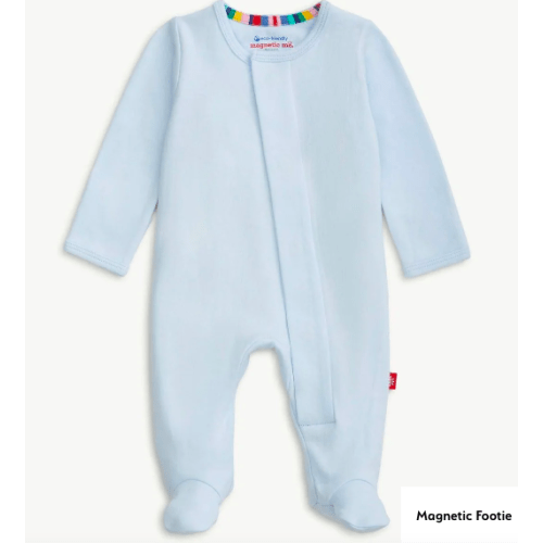 Magnetic Footie – Baby Blue, 3-6 mos