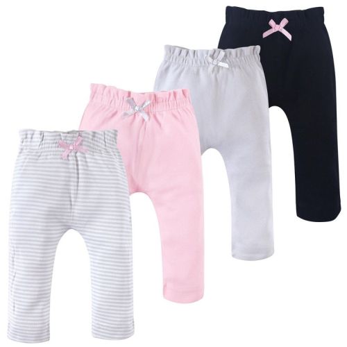 Touched by Nature Basics Infant Baby Organic Cotton Pants 4-Pack, Rose Cloud Pink, 3-6 Months