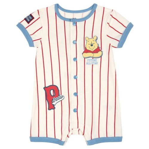 Disney Winnie the Pooh Baby Boys' Printed Short Sleeve Jersey Coverall with Snap Closure Light Blue Pooh 3-6 Months