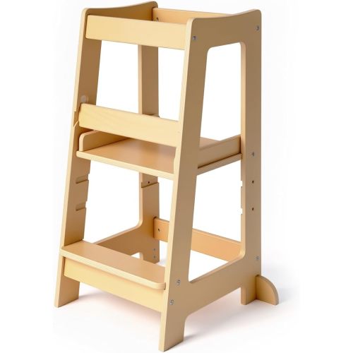 Stepup Baby Toddler Step Stool - Adjustable Height Kids Helper Step Stool, Durable, Non-Slip Platform for Bathroom Sink & Kitchen Counter, Toddler Tower for Exploration and Growth - Varnished