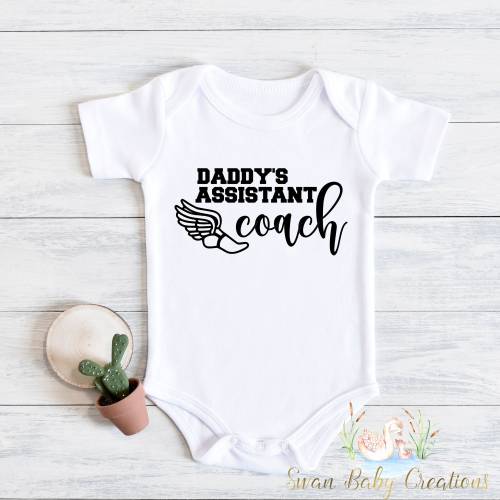 Daddy's Assistant Coach Baby Bodysuit - Running Track Tee