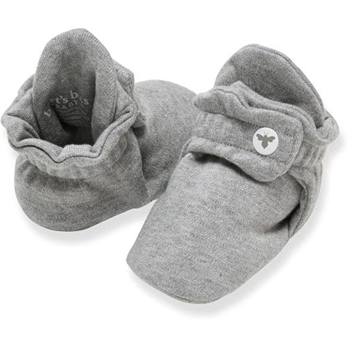 Burt’s Bees Baby Adjustable Baby Booties, 100% Organic Cotton, Easy On and Off Snap Boots, Snug Fit - Baby Essential