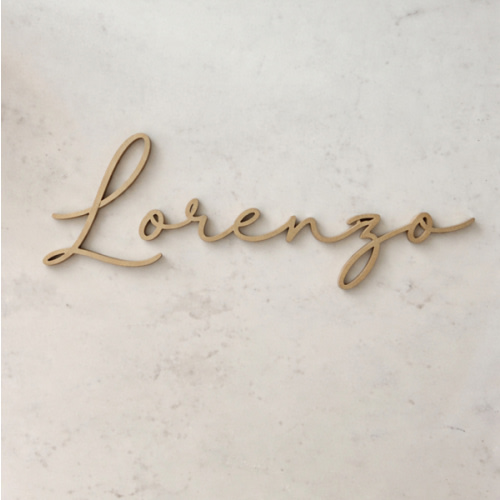 Laser Cut Wood Name Sign: Cursive Nursery Decor