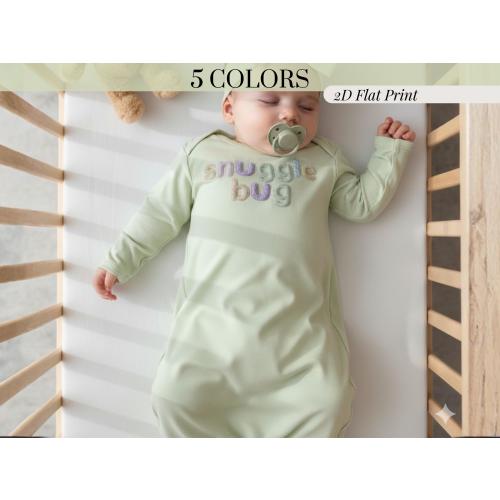 Baby Shower Gift for New Mom Baby Sleeper Gown Snuggle Bug 2D Flat Printed Yarn Font Gifting Idea Gender Neutral Coming Home Outfit Gift