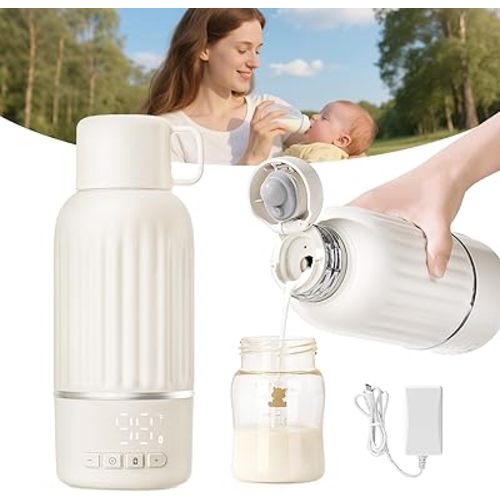 Snow Bear Portable Bottle Warmer for Travel, Fast Heating in 2.5 Mins for Breast Milk, 10200mAh Battery with LED Display, 17oz Large Capacity, Baby Bottle Warmer with Precise Temperature Control