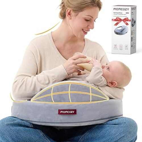 Momcozy Exclusive Memory Foam Nursing Pillow - Pioneering Safety Fence-Plus Size Breastfeeding Pillow for Ergonomic Comfort & Support-Easier and Healthier Nursing - Fit for All, Removable Cover