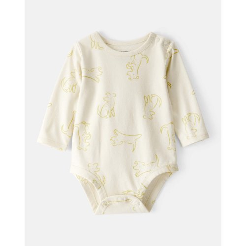 Baby Boy Dog Print Cotton Long-Sleeve Fashion Bodysuit - Ivory - Carter's | Carter's