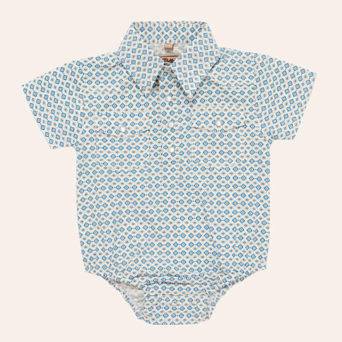 Rafter C Infant Boys' White & Blue Aztec Print Pearl Snap Western Onesie | Cavender's