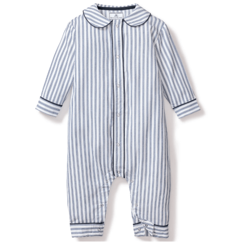 Baby's Twill Cambridge Romper in Navy French Ticking