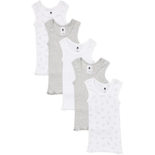 Dymples Baby Vest 5 Pack - Grey & White