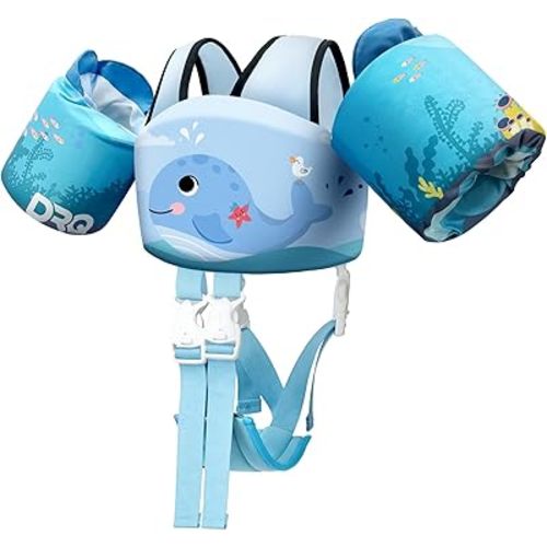 DRQ Toddler Swim Vest, Toddler Floaties for 22-66lbs Kids, Puddle Jumper Kids Life Jacket with Shoulder Harness Arm Wings for Girls Boys 2 3 4 5 6 Years Old