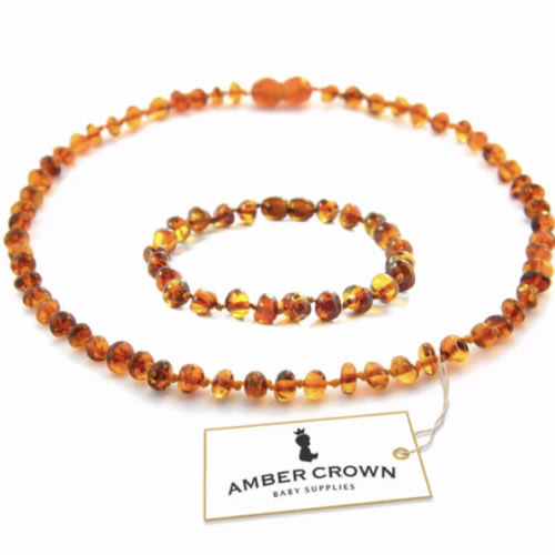Amber Teething Necklace + Bracelet (Honey) – AmberCrown
