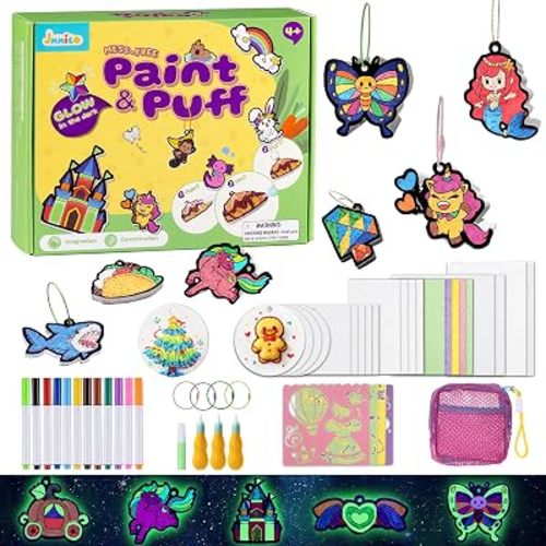JMMICO 81 PCS 3D Art Paint & Puff Set, Mess-Free Crafts for Kids Ages 4-8