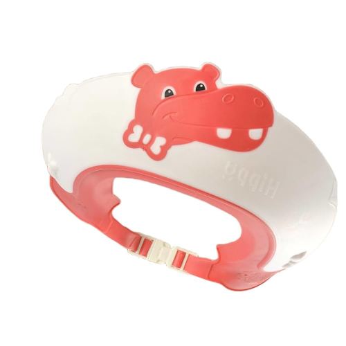 Baby Shower Cap Shield, Shower Cap for Kids, Visor Hat for Eye and Ear Protection for 0-9 Years Old Children,Cute Dinosaur/Crocodile/Hippo shape Makes the Baby Bath More Fun (Hippo, Red)