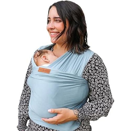 Tuck and Bundle Baby Wrap Carrier for Newborns, Infant Carrier for Babywearing, 8-35 lb Lightweight Soft Tencel Modal Baby Wraps, Baby Essentials, Best for Baby Shower, 0-18 Months Old - Citadel Blue