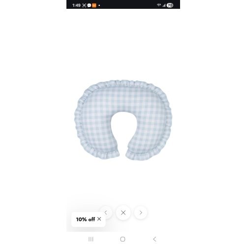 Blue Checkered Ruffle Nursing Pillow Cover