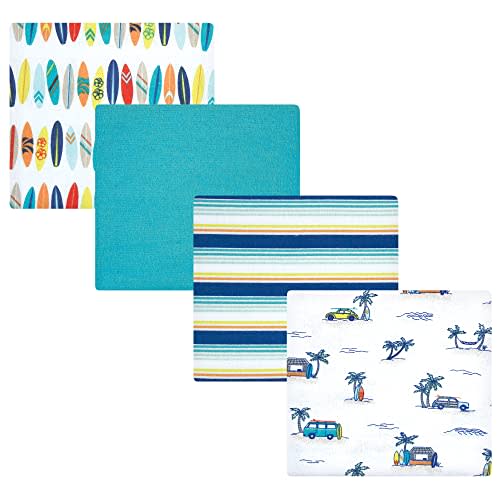 Hudson Baby Unisex Baby Cotton Flannel Receiving Blankets, Surfer Dude, One Size