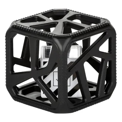 Malarkey Kids Silicone Teething Toys Chew Cube – Baby Activity Cube, Rattle Teether for Newborns, Sensory Development Toy, Easy-Grip, BPA-Free, Non-Toxic Teething Relief (Black)