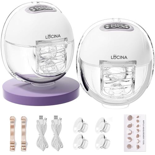 Lucina Breast Pump Hands Free, Wearable Breastfeeding Pump with 4 Modes & 9 Levels, Portable Electric Breast Pump, Strong Suction, Discreet & Smart Display, 19/21/24mm Insert/Flange, 2 Pack