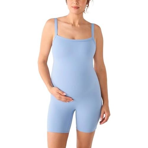 MOMANDA Padded Maternity Bodysuit Shorts Pregnancy Jumpsuit Sleeveless Tank Top Romper Shapewear