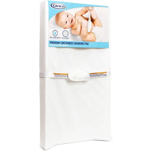 Graco Premium Contoured Changing Pad – GREENGUARD Gold Certified, Water-Resistant, Ultra-Soft Buckle Cover, Contoured Baby Changing Pad, Fits Most Standard-Size Changing Toppers, Non-Skid Bottom