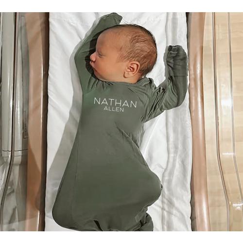 Personalized Bamboo Newborn Baby Boy Gown Coming Home Outfit