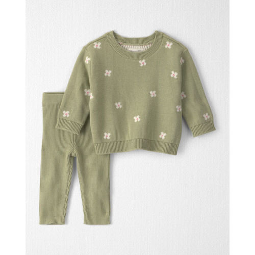 Baby Girl 2-Piece Organic Cotton Sweater Knit Top & Pant Set - Little Planet | Carter's