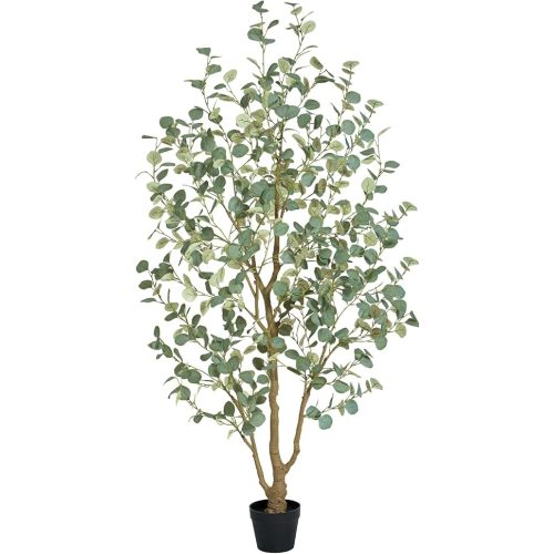 6FT Artificial Eucalyptus Tree Indoor, Faux Eucalyptus Tree with 636 Silk Leaves, Tall Fake Tree - Artificial Tree Indoor for Living Room Office Bedroom Home Decor